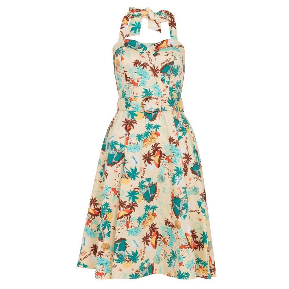 Voodoo Vixen - Ella halter Robe de patineur - Imprimé tropical - Multicolore Product image